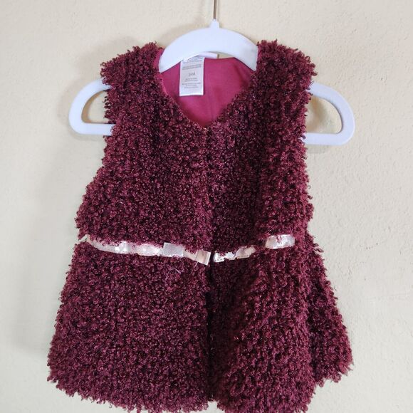 Little Lass Baby Girl teddy soft Vest deep eed pink band ribbon  24 Months - Picture 1 of 6